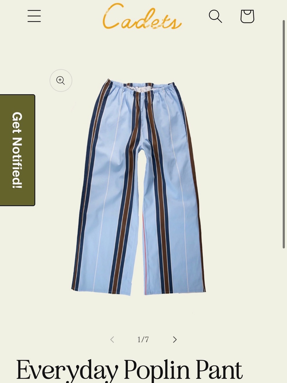 Cadets Striped Poplin Wide-Leg Pants - Light Blue Multi-Stripe